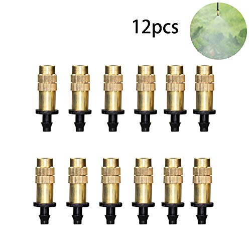 nobrand 12 Pezzi Ugello Atomizzatore da Giardino Irrigatori a Spruzzo Regolabili in Ottone Irrigatori da Giardino per Irrigazione a Risparmio Idrico in Serra Irrigazione Nebbia Spruzzatore