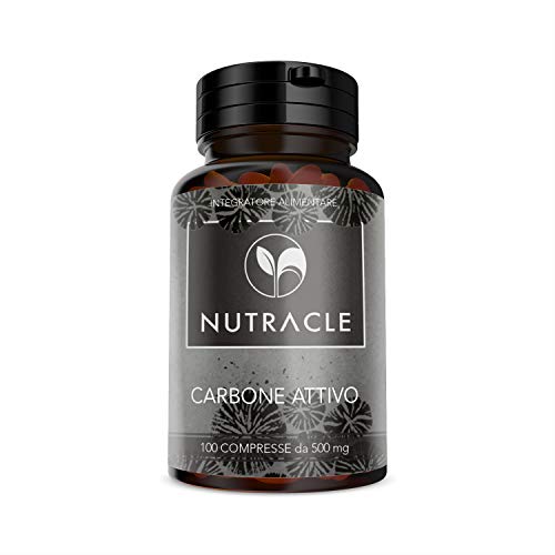 NUTRACLE Carbone Attivo Vegetale 100 compresse da 500mg Prodotto e Confezionato in Italia