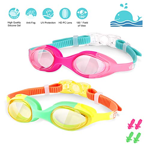 Occhialini da Nuoto per Bambini Occhialini Piscina Bambino Antiappannamento Professionali Protezione UV Impermeabili Vista HD e Unisex Swimming Goggles Kit per Bambini di 412 Anni 2 PACK