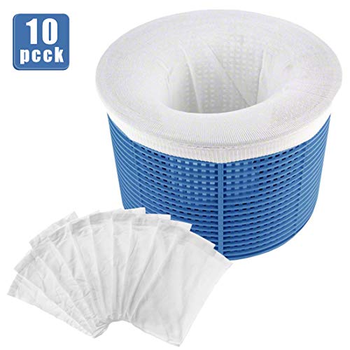 OKinee Calzini da Skimmer per Piscina Pool Skimmer Socks 10 Pezzi Durevole Elastico Nylon Tessuto Filtri di Nuoto di Piscine in Maglia fine per filtri cesti Bianco 10 Pezzi