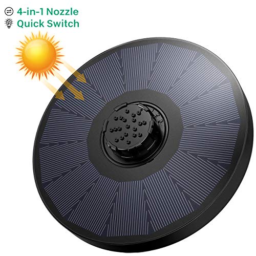 OMORC Pompa Solare per Fontana per Stagno con Ugello 4in1 Fontana a Bacinella Solare per Uccelli con 4 Diverse modalit di Spruzzatura Piscina per Giardino Acquario