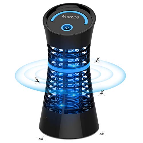 Osaloe Zanzariera Elettrica Repellente per Zanzare UV Portatile Mosquito Killer Insetto Killer Fly Killer Elettrico con Spina per Casa Ufficio Dormitorio Interno Nero