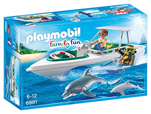 Playmobil Family Fun Giocattolo Sub con Motoscafo e Delfini Multicolore 6981