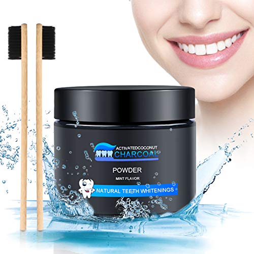 Polvere Denti Carbone Attivo Sbiancante per Denti 100 Naturale Polvere Carbone Attivo per Denti Charcoal Powder Efficace Contro il Cattivo RespiroPulizia ProfondaSbianc 2 Spazzolini Bamb