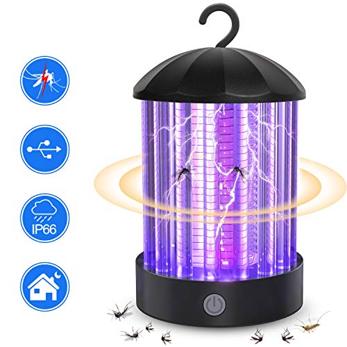 QcoQce Zanzariera Elettrica USB Ricaricabile IP66 Impermeabile UV Lampada antizanzare 3W Trappola Zanzare con USB Ricaricabile 3 Luminosit di LED Luce per Casa Ufficio Patio Cucina BK006A
