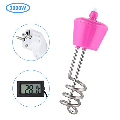 Qmee Scaldabagno ad Immersione 3000W 220V in Acciaio Inossidabile Spirale elettrica Galleggiante riscaldatore ad Immersione Elemento di Riscaldamento dellAcqua di spegnimentoEU 3000W