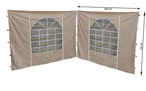 QuickStar 2 pareti Laterali con Finestra in PVC 300 x 195 cm per Gazebo Sahara 3 x 3 m Parete Laterale Sabbia