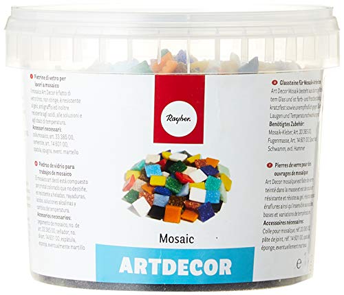 Rayher 1453049 Set tessere per mosaico tasselli in vetro piastrelle ideali per decorazioni e fai da te 1x1 cm ca 1300 pz colori assortiti