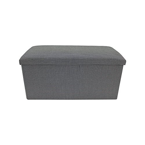 Rebecca Mobili Pouf Pieghevole puffo cassapanca Nero Bianco Foderato Cotone Imbottito Ordine casa Misure 37 x 76 x 38 cm HxLxP Art RE6176