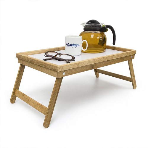 Relaxdays 10013869 Vassoio da Letto o da Poltrona Pieghevole bamb Marrone 31x50x235 cm
