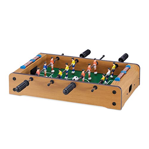 Relaxdays 10022515 Biliardino per Bambini e Adulti Calcio Balilla Effetto Legno Robusto H x L x P 11 x 51 x 50 cm Verde Marrone