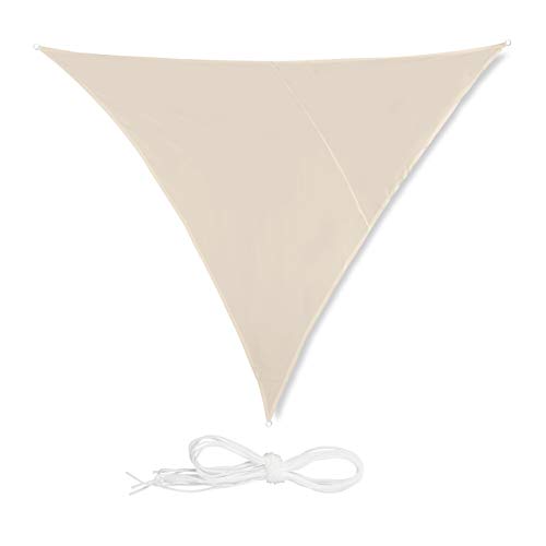relaxdays Beige Tenda a Vela Triangolare Impermeabile Anti UV Corde di Supporto Terrazza e Giardino 4x4x4 m 4 x 4 x 4 m