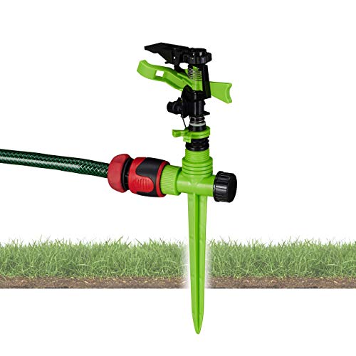 Relaxdays Irrigatore a Impulso da Giardino Circolare Irrigazione Grandi Superfici Fino a 530 m Raggio 13 m 360 Verde 150 7