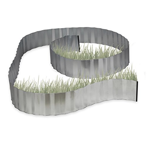 Relaxdays Recinto Zincato per Prato Bordura Aiuola in Metallo Sponda per Giardino Antiradice 5 m x 16 m GrigioArgento 01x500x16 cm