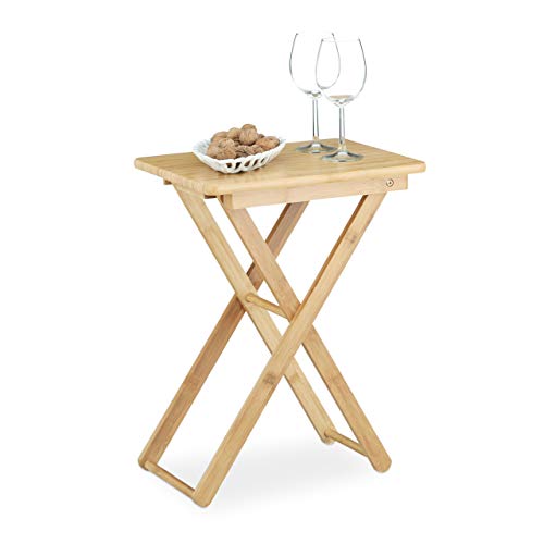 Relaxdays Tavolino pieghevole da salotto giardino in bamb piccolo forma rettangolare HxLxP 52x40x31 cm marrone