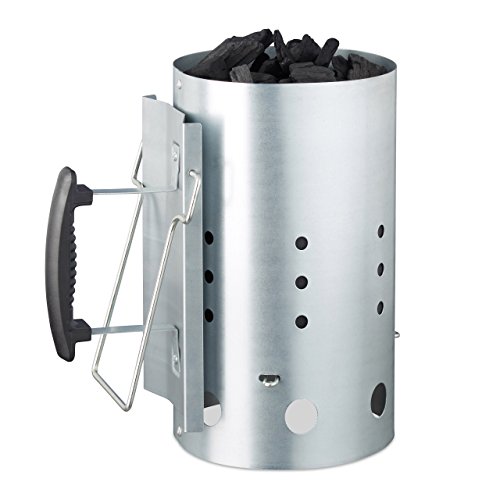 Relaxdays XLBruciatore in Acciaio Grill Carbone pi Leggero per BBQ Camino Griglie hxd 30x 19cm Grill Starter Argento