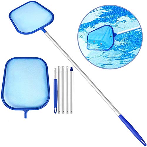 Retino con Sacco per Pulizia Piscina con Manico Alluminio Lunga Skimmer per Piscina per Pulizia Piscina Foglie e Detriti