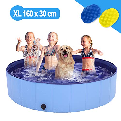 Richino Piscina per Cani Gatti Bagno per Cani Piscina Piegevole Antiscivolo in PVC Resistente allUsura 160 x 30 cm
