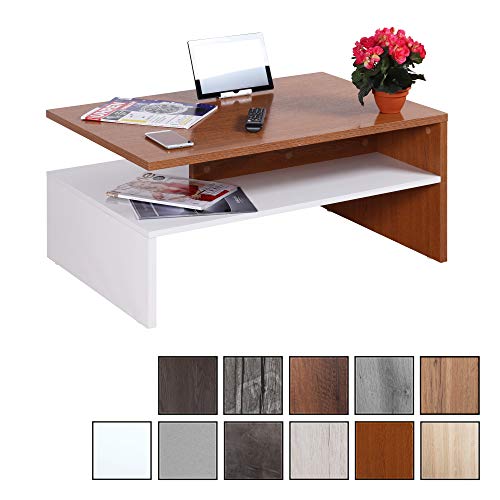 RICOO WM080WER Tavolino da Salotto 90x415x595cm Tavolo Soggiorno Basso Design Moderno Rettangolare Mobile Divano Legno Bianco Rovere Marrone