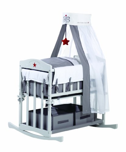Roba Culla 4 in 1 Culla rock Star Baby Funzione con Dondolo con Ruote Cosleeping e Panchina Tessile e Biancheria per la Culla 80x80cm Tutto Incluso