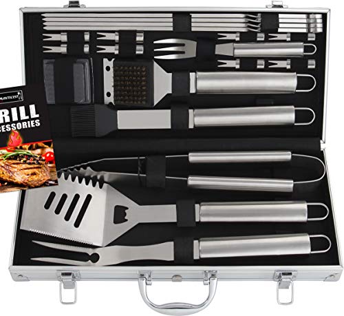 Romanticist 18 PC Kit Barbecue in Acciaio Inox Kit Barbecue Premium per Uomo Regalo di Compleanno di pap Perfetti per Barbecue Accessori Utensili da Barbecue