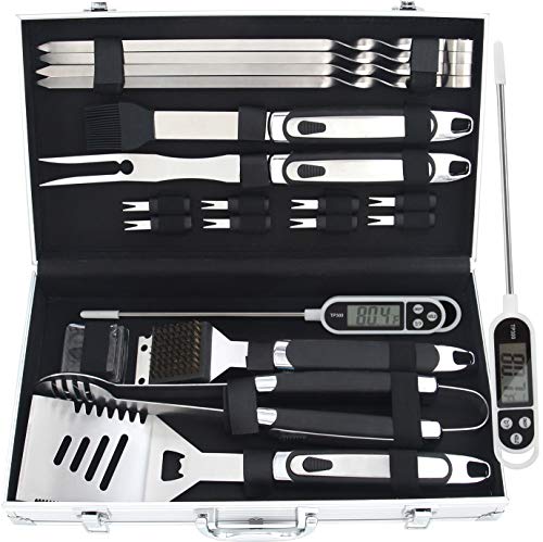 Romanticist 20pc Utensili Barbecue in Acciaio Inossidabile per Uomo Ideale per Compleanno Set di Attrezzi per Barbecue Perfetti per Barbecue Accessori per Utensili da Barbecue