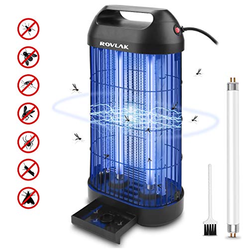 ROVLAK Lampada Antizanzare Elettrica Zanzariera Elettrica Silenziosa Lampada Antizanzare Insetticida con Luce UV da 18W Lampada Anti Zanzare per Cucina Soggiorno Camera dei Bambini Nero
