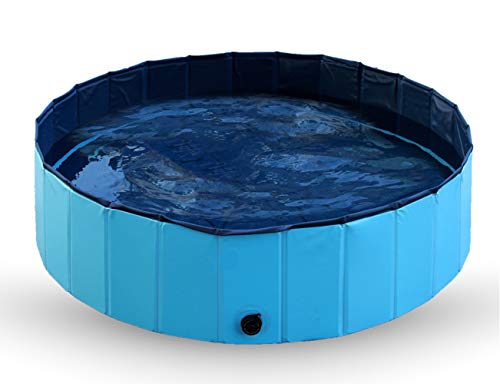 Ruosaren Piscina per cani 80 x 30 cm in PVC antiscivolo pieghevole portatile per il bagno colore blu