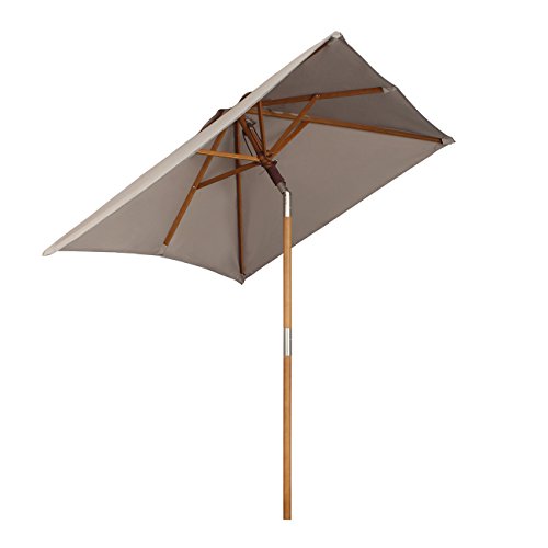 Sekey 200 150 cm Ombrellone in Legno Ombrello Parasole da Esterno da Giardino Taupe Protezione Solare UV50
