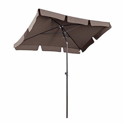 Sekey 200x125cm Parasole Ombrellone Balcone Esterno da Giardino Protezione UV 50 Rettangolo Taupe