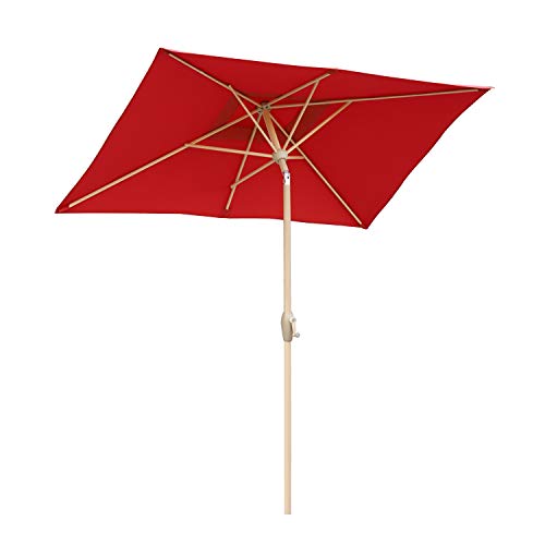 Sekey 210 140 cm Parasole Ombrellone Balcone Esterno da Giardino Protezione UV 50 Rettangolo Rosso