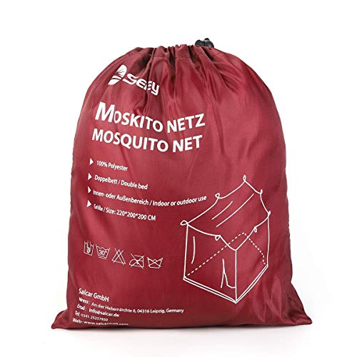Sekey 220x200x200cm Zanzariera per letto singoloDoppio senza entrata Kit completo per la sospensione Protezione repellente insetti facile e veloce da installare Bianco