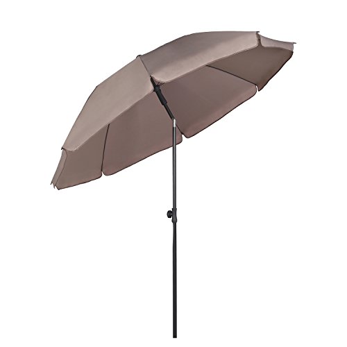 Sekey Ombrellone 200 cm Tondo Ombrello Parasole da Esterno da Giardino da Spiaggia Taupe Protezione Solare UV25