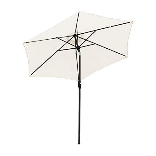Sekey Ombrellone in Ombrello Parasole da Esterno da Giardino 270 cm Protezione Solare UV50 Metallo Crema