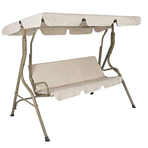 Set di copertura per dondolo da patio formato da copertura superiore di ricambio e copertura per cuscino del dondolo a 3 posti impermeabile copertura parasole beige