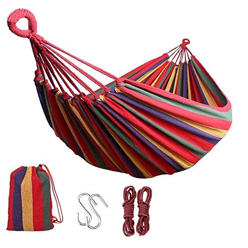 SingoloDoppio Campeggio Amaca da Campeggio allaperto 12 Persona Amaca in Cotone Morbido Altalena Portatile a Pelo con Borsa per Patio Cortile Cortile Cortile Portico Viaggio Single260 80Red