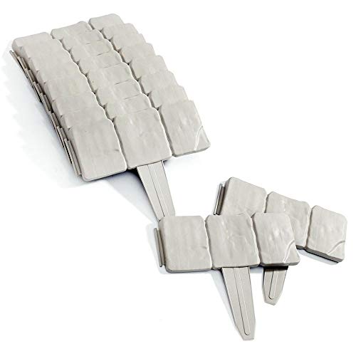 Soldela Set di 10 moduli da giardino effetto pietra 25 metri lineari in plastica resistente