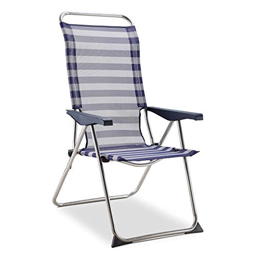 Solenny 50001072725182 Poltrona a 5 posizioni con schienale anatomico colore blu e bianco