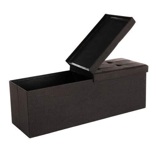 SONGMICS Pouf Cassapanca Pieghevole Contenitore Carico Statico Max di 300 kg 110 x 38 x 38 cm Marrone LSF77Q