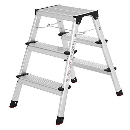 SONGMICS Scaletta Pieghevole a Forma di A Scala Domestica Multifunzione in Alluminio Altezza di 68 cm GLT23K