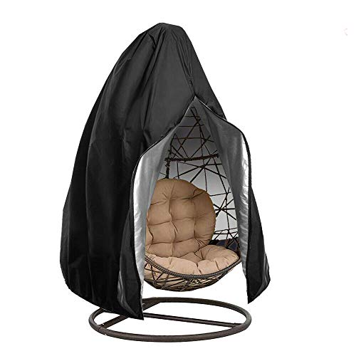 SUNJULY Coperchio per Sedia pensile per Uovo Copertura per Sedia da Patio Resistente allacqua con Cerniera UV Protezione Antipolvere per Sedia a Dondolo mobili in Rattan Patio Nero