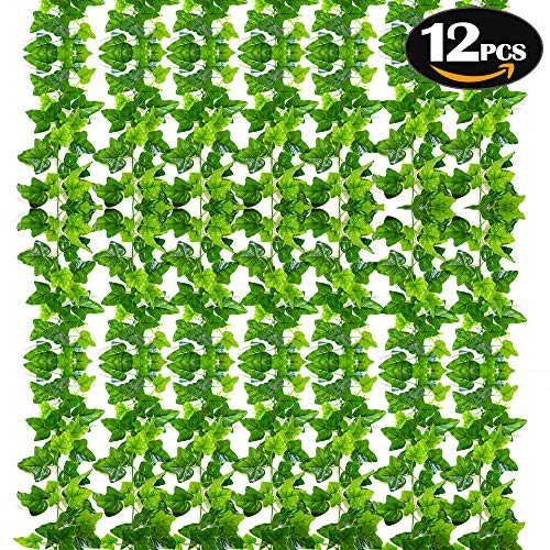 SunTop 21m Fiori Pianta Artificiale Edera Rampicante Ghirlanda  12 Pezzi Pianta Artificiale Fiori Esterne per Festa di Matrimonio e la Decorazione della Parete di Giardino