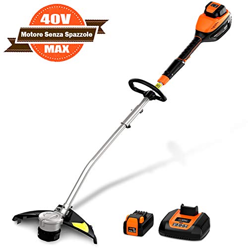 TACKLIFE Tagliabordi a Batteria 40 V 25 Ah Motore Brushless Larghezza di Taglio 30 cm Sistema di Taglio a Doppio Filo Controllo Filo Semiautomatico LGT01A