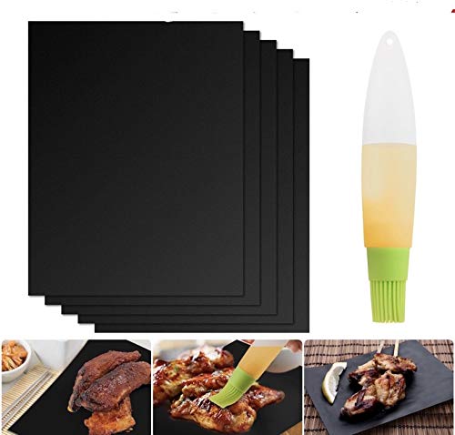 Tappetino Barbecue Mat Cottura BBQ riutilizzabili in Teflon Certificato Sicurezza FDA LFGB Antiaderenti Resistenti altissima Temperatura Adatti Griglia Gas Carbone ElettricaForno Spazzola Omaggio