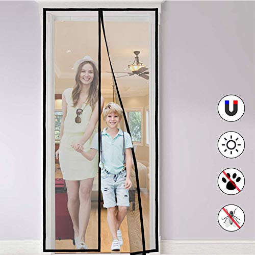 Tenda Zanzariera Magnetica con Bottone in Nylon Chiusura Automatica Tenda Zanzariera Bottone in Nylon Resistente Traspirante per Porta Finestra Facile da Montare Senza Forare 120 x 250cm