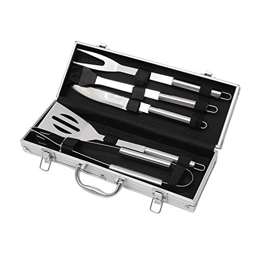 TOPWAY Set di attrezzi per barbecue da 5 pezzi in acciaio inossidabile per tutte le griglie per barbecue
