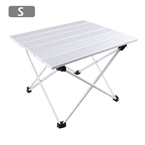 TRIWONDER Tavolino Pieghevole da Campeggio Barca Picnic BBQ Tavolo Arrotolabile da Campeggio in Alluminio per Mercato Nautico Spiaggia Pesca Argento S 1555x 1378