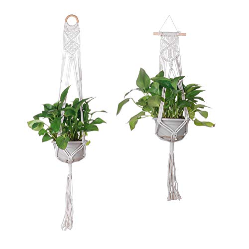Ulikey Fioriere Sospese in Macrame da Interno ed Esterno Corda a Forma di Vaso Appendiabiti per Piante Macrame Large Small Wall Hanging Plant titolari Piante Sospese Plant Hangers 2 Pezzi