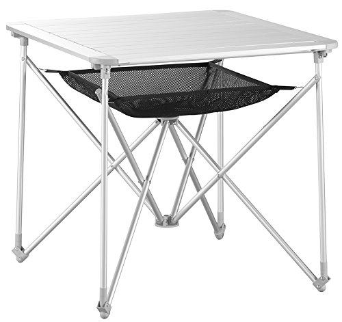 Uquip Mercy Tavolo Pieghevole in Alluminio per 4 Persone con Comoda Rete Porta Oggetti