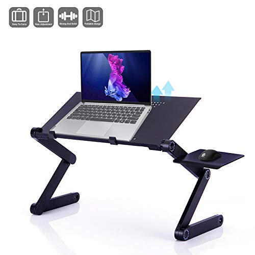 Vasen Supporto PC Portatile Pieghevole Tavolino da Letto per PC Regolabile Tavolo per Laptop in Alluminio Scrivania con Staffa del Mouse Foro di Raffreddamento Adatto a Letto Sof
